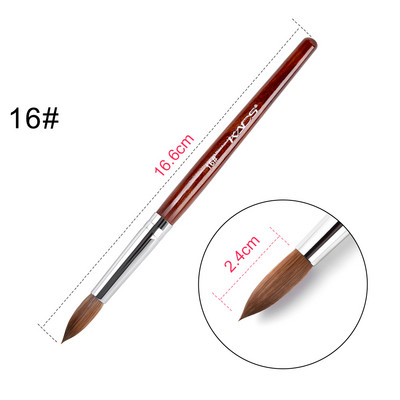 KADS akril körömkefe Crimped Kolinsky Sable UV Nail Art Gel hosszabbító ecset manikűr ecset lapos kerek piros fa körömkefe