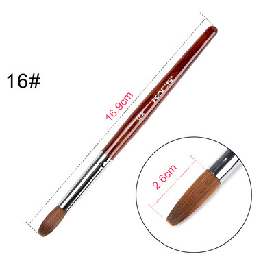KADS akril körömkefe Crimped Kolinsky Sable UV Nail Art Gel hosszabbító ecset manikűr ecset lapos kerek piros fa körömkefe