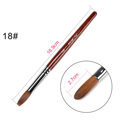 KADS akril körömkefe Crimped Kolinsky Sable UV Nail Art Gel hosszabbító ecset manikűr ecset lapos kerek piros fa körömkefe