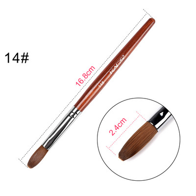 KADS akril körömkefe Crimped Kolinsky Sable UV Nail Art Gel hosszabbító ecset manikűr ecset lapos kerek piros fa körömkefe