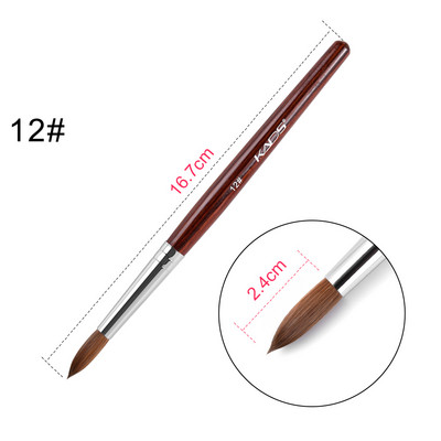 KADS akril körömkefe Crimped Kolinsky Sable UV Nail Art Gel hosszabbító ecset manikűr ecset lapos kerek piros fa körömkefe