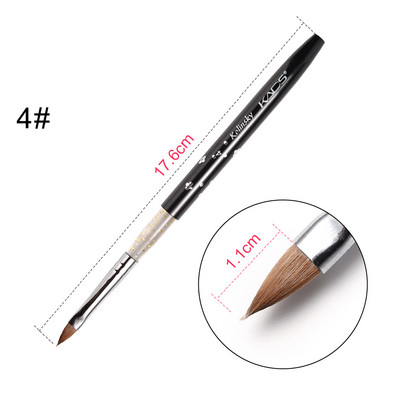 KADS akril körömkefe Crimped Kolinsky Sable UV Nail Art Gel hosszabbító ecset manikűr ecset lapos kerek piros fa körömkefe