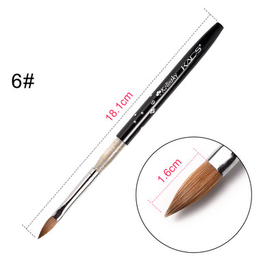 KADS akril körömkefe Crimped Kolinsky Sable UV Nail Art Gel hosszabbító ecset manikűr ecset lapos kerek piros fa körömkefe