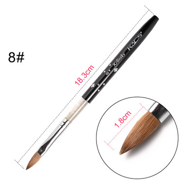 KADS akril körömkefe Crimped Kolinsky Sable UV Nail Art Gel hosszabbító ecset manikűr ecset lapos kerek piros fa körömkefe