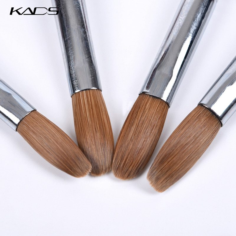 KADS akril körömkefe Crimped Kolinsky Sable UV Nail Art Gel hosszabbító ecset manikűr ecset lapos kerek piros fa körömkefe