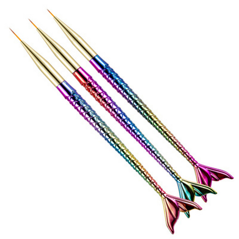 3 db Fish Tail Gradiens toll körömdíszítő bélés csíkos ecset kialakítás hegy festés rajz manikűr akril UV géllakk eszköz 7/9/11mm