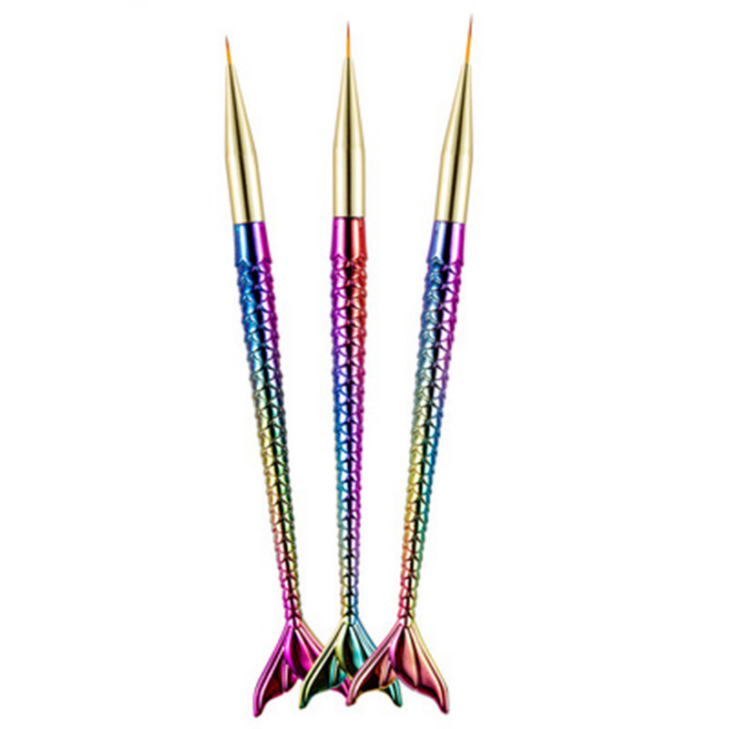 3 db Fish Tail Gradiens toll körömdíszítő bélés csíkos ecset kialakítás hegy festés rajz manikűr akril UV géllakk eszköz 7/9/11mm