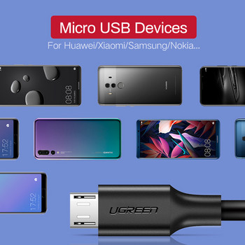 Καλώδιο Ugreen Micro USB 3A Καλώδιο γρήγορης φόρτισης για Samsung S7 Xiaomi Redmi HTC LG Android Καλώδιο φόρτισης δεδομένων κινητού τηλεφώνου