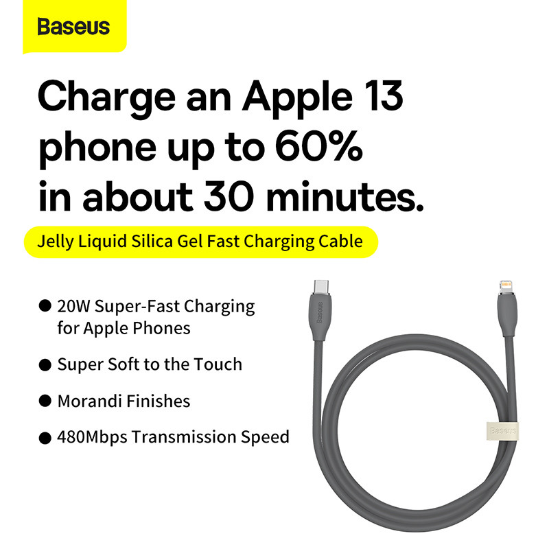 Baseus Liquid Silica Gel 20W PD Καλώδιο USB C για iPhone 14 13 12 Pro Mini Max Καλώδιο γρήγορης φόρτισης για καλώδιο Apple iPad Pro Type-C