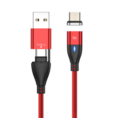 AUFU 6 az 1-ben 60 W-os PD gyorstöltő kábel USB C - C típusú mikromágneses adatkábel iPhone töltőkábel Macbook laptophoz