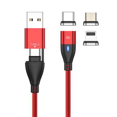 AUFU 6 az 1-ben 60 W-os PD gyorstöltő kábel USB C - C típusú mikromágneses adatkábel iPhone töltőkábel Macbook laptophoz