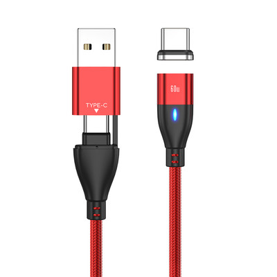 AUFU 6 az 1-ben 60 W-os PD gyorstöltő kábel USB C - C típusú mikromágneses adatkábel iPhone töltőkábel Macbook laptophoz