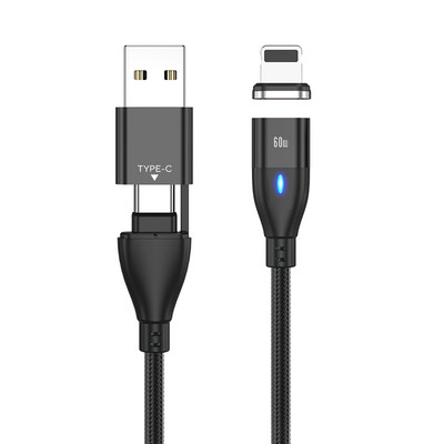 AUFU 6 az 1-ben 60 W-os PD gyorstöltő kábel USB C - C típusú mikromágneses adatkábel iPhone töltőkábel Macbook laptophoz