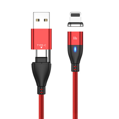AUFU 6 az 1-ben 60 W-os PD gyorstöltő kábel USB C - C típusú mikromágneses adatkábel iPhone töltőkábel Macbook laptophoz