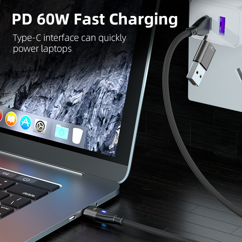 AUFU 6 az 1-ben 60 W-os PD gyorstöltő kábel USB C - C típusú mikromágneses adatkábel iPhone töltőkábel Macbook laptophoz