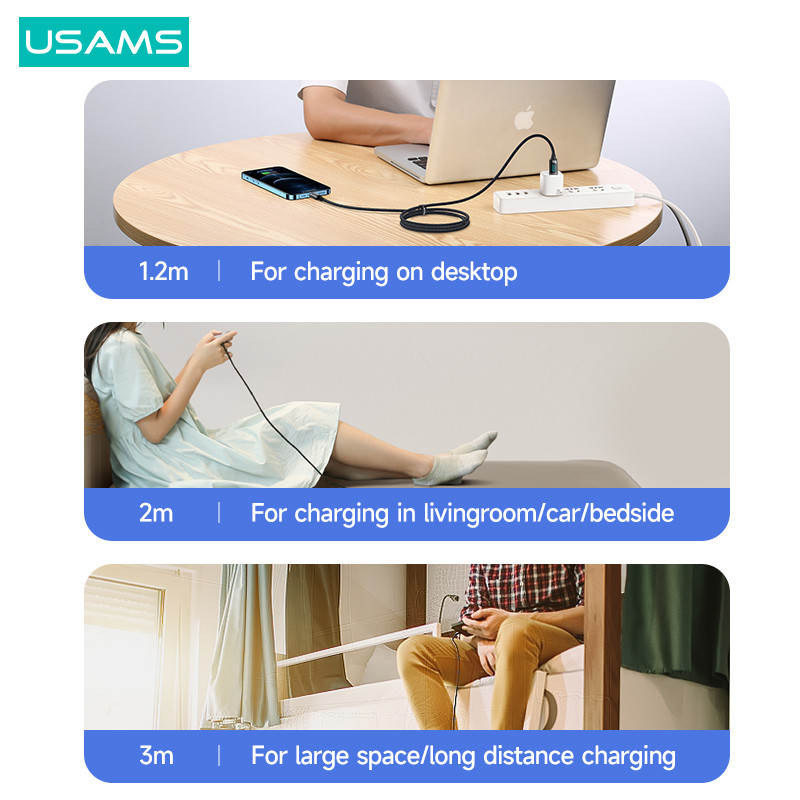 USAMS U78 PD 100W digitalni zaslon Brzi podatkovni kabel za punjenje za Macbook iPad Air Pro tip C kabel za Huawei Xiaomi Samsung OPPO