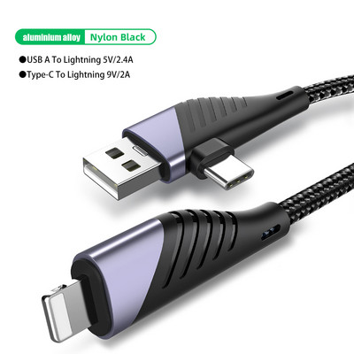 4 in 1 PD 65 W USB C kabelis 1,2M 3 in 1 QC3.0 USB Type C greito įkrovimo kabelis kelių galvučių funkcija, skirta iPhone 14 13 Pro Max Huawei
