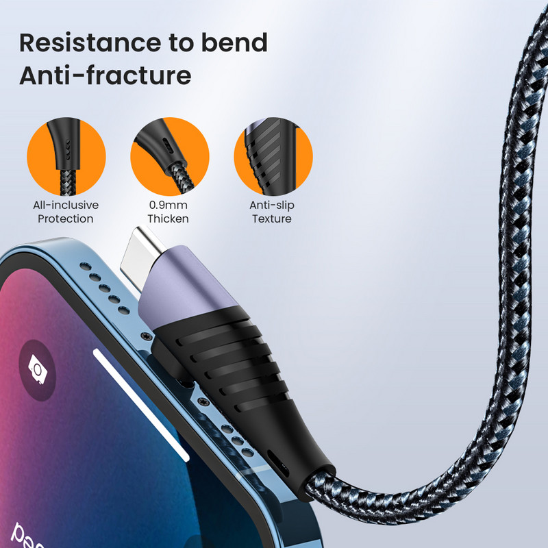 4 in 1 PD 65 W USB C kabelis 1,2M 3 in 1 QC3.0 USB Type C greito įkrovimo kabelis kelių galvučių funkcija, skirta iPhone 14 13 Pro Max Huawei