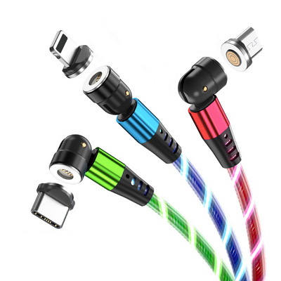 LED Flow Light Charging Magnetic Cord USB Glow Type C Καλώδιο Μαγνητικό καλώδιο Καλώδιο μικροφόρτισης για iPhone Huawei Xiaomi