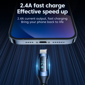 Toocki USB кабел за iPhone 14 13 Pro Max Бързо зарядно устройство Lightning кабел за зареждане 2M 2.4A USB кабел за iPhone 12 11 X XR 8 7