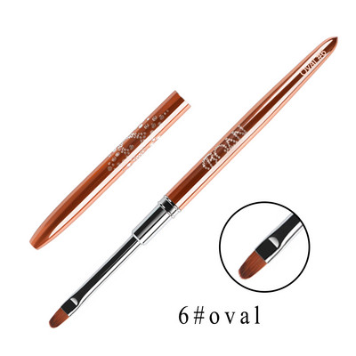 BQAN nagų šepetėlis Nagų dailė UV gelio lako dažymo šepetėlis, dydis 4#6#8#10# Ovali nailono galvutė juoda medinė rankena, manikiūro "pasidaryk pats" įrankis