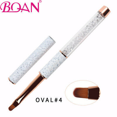 BQAN nagų šepetėlis Nagų dailė UV gelio lako dažymo šepetėlis, dydis 4#6#8#10# Ovali nailono galvutė juoda medinė rankena, manikiūro "pasidaryk pats" įrankis