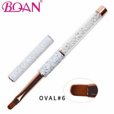 BQAN nagų šepetėlis Nagų dailė UV gelio lako dažymo šepetėlis, dydis 4#6#8#10# Ovali nailono galvutė juoda medinė rankena, manikiūro "pasidaryk pats" įrankis