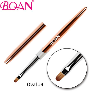 BQAN nagų šepetėlis Nagų dailė UV gelio lako dažymo šepetėlis, dydis 4#6#8#10# Ovali nailono galvutė juoda medinė rankena, manikiūro "pasidaryk pats" įrankis