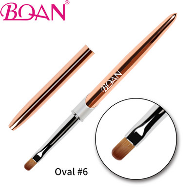 BQAN nagų šepetėlis Nagų dailė UV gelio lako dažymo šepetėlis, dydis 4#6#8#10# Ovali nailono galvutė juoda medinė rankena, manikiūro "pasidaryk pats" įrankis