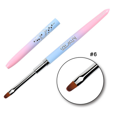 BQAN nagų šepetėlis Nagų dailė UV gelio lako dažymo šepetėlis, dydis 4#6#8#10# Ovali nailono galvutė juoda medinė rankena, manikiūro "pasidaryk pats" įrankis