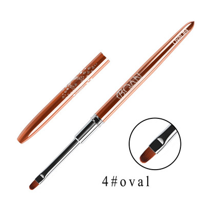 BQAN nagų šepetėlis Nagų dailė UV gelio lako dažymo šepetėlis, dydis 4#6#8#10# Ovali nailono galvutė juoda medinė rankena, manikiūro "pasidaryk pats" įrankis