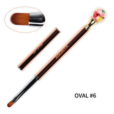 BQAN nagų šepetėlis Nagų dailė UV gelio lako dažymo šepetėlis, dydis 4#6#8#10# Ovali nailono galvutė juoda medinė rankena, manikiūro "pasidaryk pats" įrankis