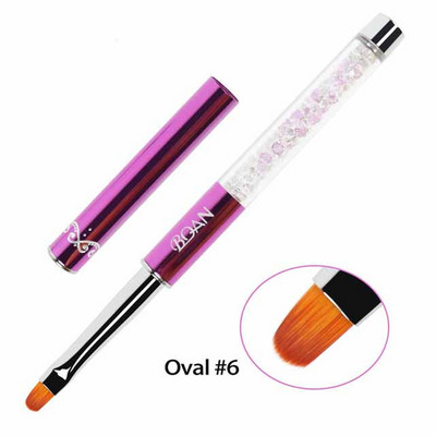 BQAN nagų šepetėlis Nagų dailė UV gelio lako dažymo šepetėlis, dydis 4#6#8#10# Ovali nailono galvutė juoda medinė rankena, manikiūro "pasidaryk pats" įrankis