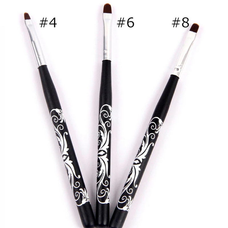 BQAN nagų šepetėlis Nagų dailė UV gelio lako dažymo šepetėlis, dydis 4#6#8#10# Ovali nailono galvutė juoda medinė rankena, manikiūro "pasidaryk pats" įrankis