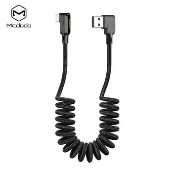 MCDODO USB Type C Cable Retractable Car Spring 3A For Iphone Huawei Xiaomi Samsung S10 9 OnePlus 4.0 Charger LED Data Cord