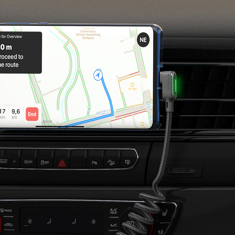 MCDODO USB tipo C laidas, ištraukiama automobilio spyruoklė 3A, skirta iPhone Huawei Xiaomi Samsung S10 9 OnePlus 4.0 įkroviklio LED duomenų laidui