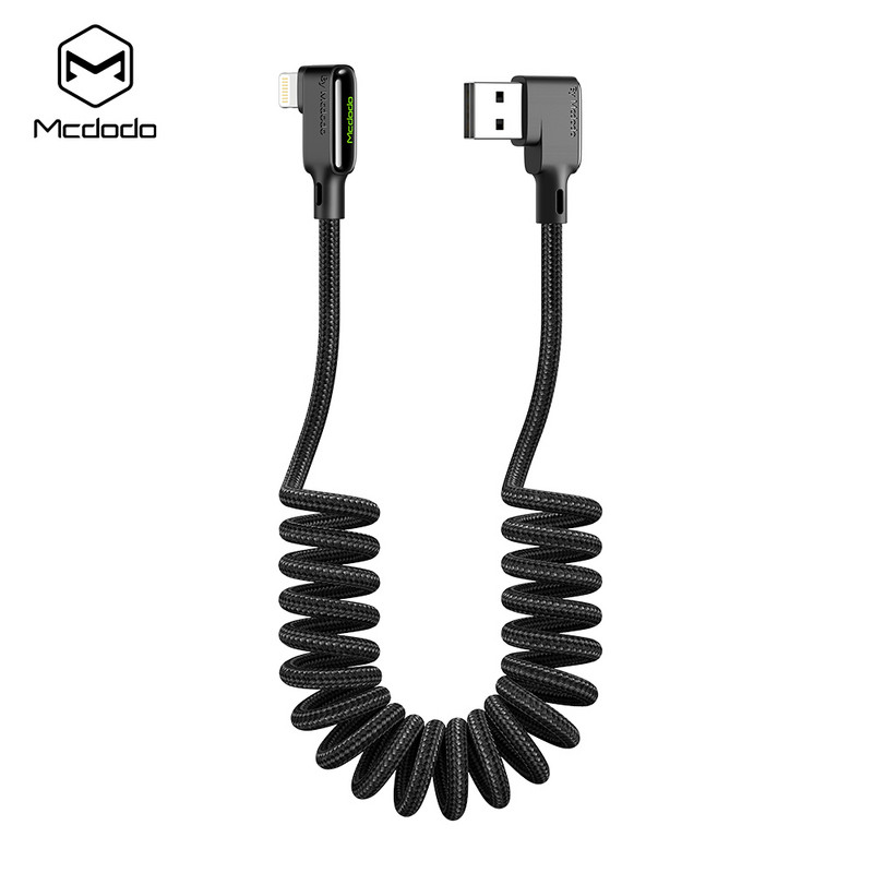 MCDODO USB tipo C laidas, ištraukiama automobilio spyruoklė 3A, skirta iPhone Huawei Xiaomi Samsung S10 9 OnePlus 4.0 įkroviklio LED duomenų laidui