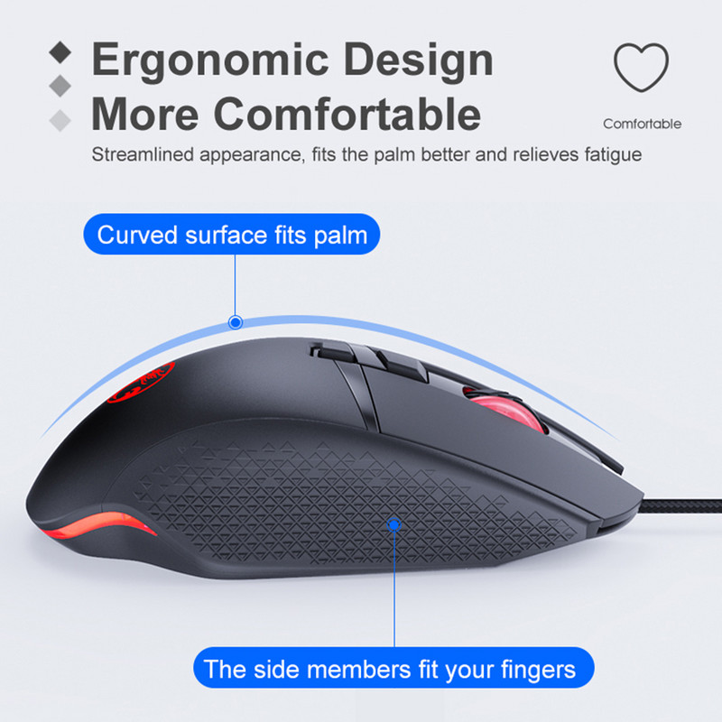 Laidinė žaidimų pelė Gamer Mause Kompiuteris Ergonomiška tyli USB pelė su laidu RGB foninio apšvietimo LED 7200 DPI pelės nešiojamam kompiuteriui