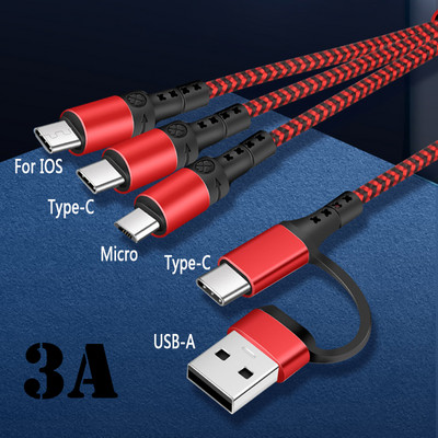 5 IN 1 PD Cable 1,2M 3A USB/Type-C Port Charging to for IOS/Micro/Type-C Charging phone Charging Multi-function Universal