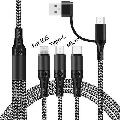 5 IN 1 PD Cable 1,2M 3A USB/Type-C Port Charging to for IOS/Micro/Type-C Charging phone Charging Multi-function Universal