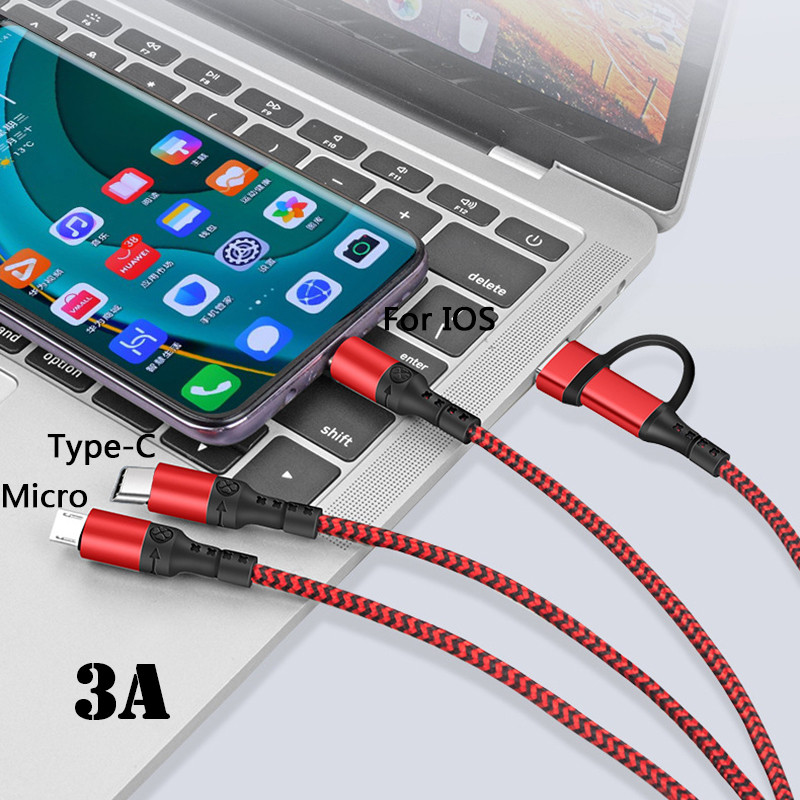 5 IN 1 PD Cable 1,2M 3A USB/Type-C Port Charging to for IOS/Micro/Type-C Charging phone Charging Multi-function Universal