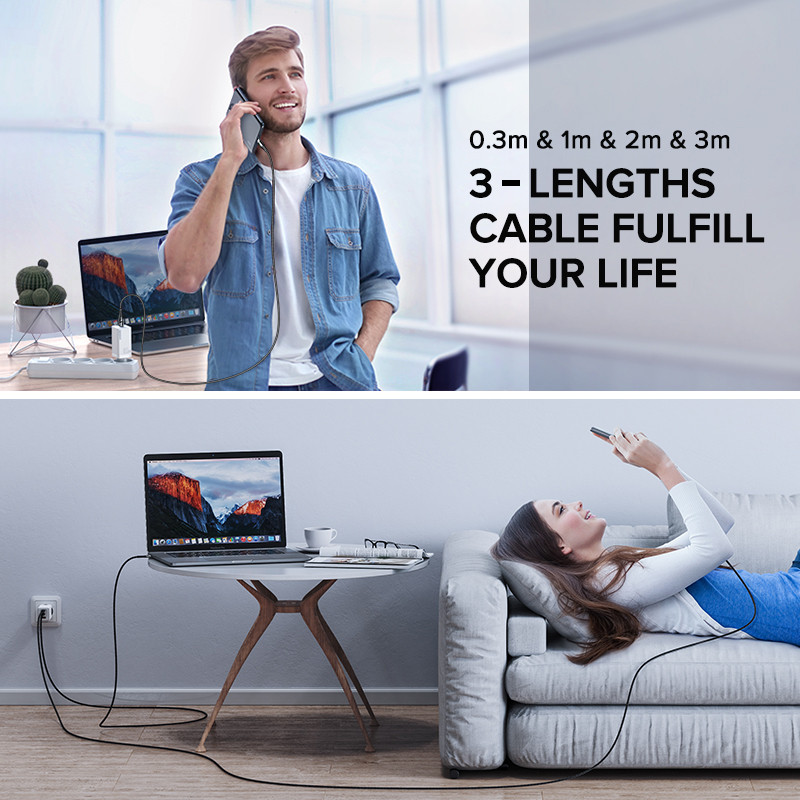 QOOVI 3M 100W USB C σε USB Type C Καλώδιο για Macbook Laptop PD USB-C Φορτιστής Γρήγορη φόρτιση για Xiaomi Huawei Samsung Καλώδιο φόρτισης