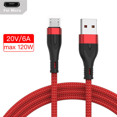 6A 2m USB tip C kabel Mikro USB brzo punjenje mobilnog telefona Android punjač Tip-C podatkovni kabel za Huawei P40 Mate 30 Xiaomi Redmi