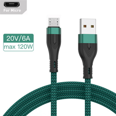 6A 2m USB tip C kabel Mikro USB brzo punjenje mobilnog telefona Android punjač Tip-C podatkovni kabel za Huawei P40 Mate 30 Xiaomi Redmi