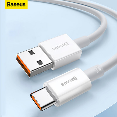 Baseus PD100W USB uz C tipa kabelis 6A ātras uzlādes viedtālruņa datu kabelis Huawei Honor Xiaomi Wire QC3.0 USB C tipa lādētājam