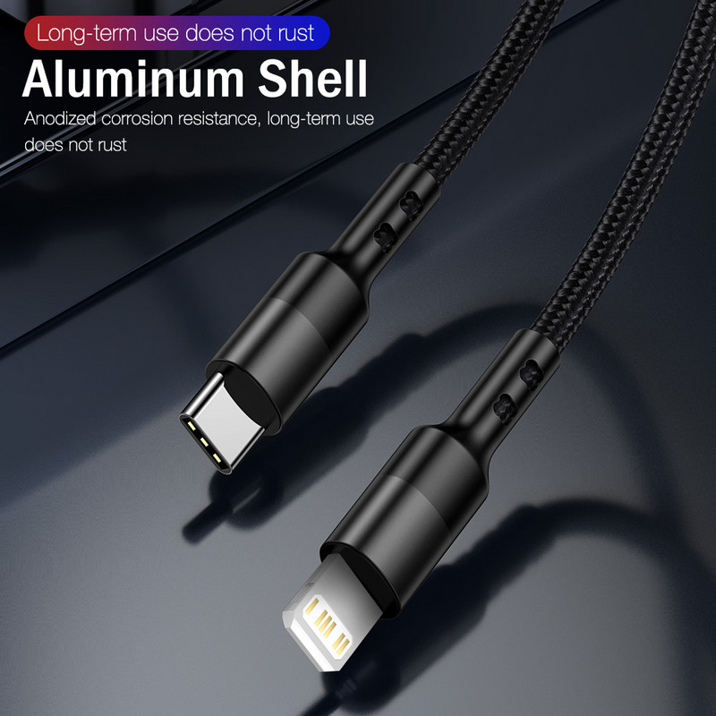 PD greito įkrovimo įkroviklio laidas iš USB C ir „Lightning“ laidas, skirtas iPhone 13 12 Mini 11 Pro Max X XS XR SE2 8 7 Plus Type c Laidas 2 m