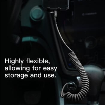 автомобилен пружинен прибиращ се USB кабел за iPhone 11 pro xs max xr 8 7 6s plus 5se зарядно устройство за ipad бързо зареждане данни за светкавичен кабел