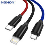 3 viename USB laidas, skirtas iPhone 13 12 6 7 8 X XR Samsung Xiaomi Mi 10 greito įkrovimo įkroviklis C tipo USB mikro USB mobiliojo telefono laidas