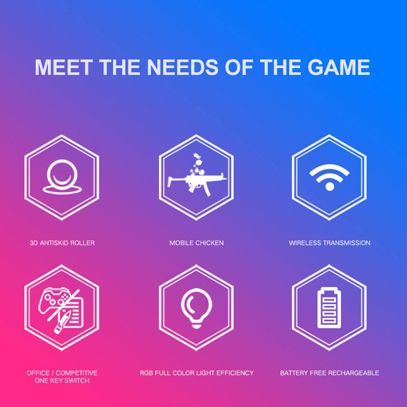 Belaidė žaidimų pelė Įkraunama 2,4 G belaidė tyli LED USB optinė ergonominė žaidimų pelė naršymo pelė nešiojamam kompiuteriui / asmeniniam kompiuteriui