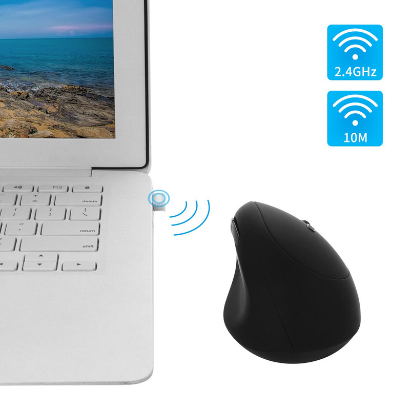 CHYI ergonoomiline vertikaalhiir 2,4G juhtmevaba USB-taaslaetav 1600DPI mängurihiired 6D minimänguhiir arvuti sülearvutile